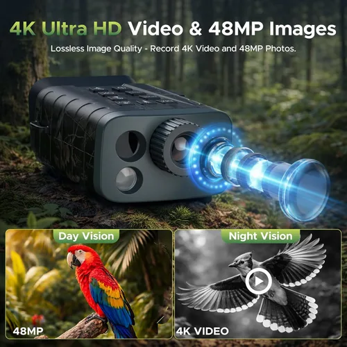 Miniatura 3 de Gafas de visión nocturna con telémetro, video 4K, binoculares de visión nocturna con zoom 18X, recargable de 5000 mAh, tarjeta de 64 GB, telémetro