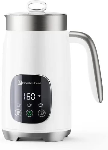Maestri House Espumador de leche, temperatura variable y grosor de espuma DualFro 400 espumador de leche y vaporizador, 14.1 onzas/13.5 fl oz,