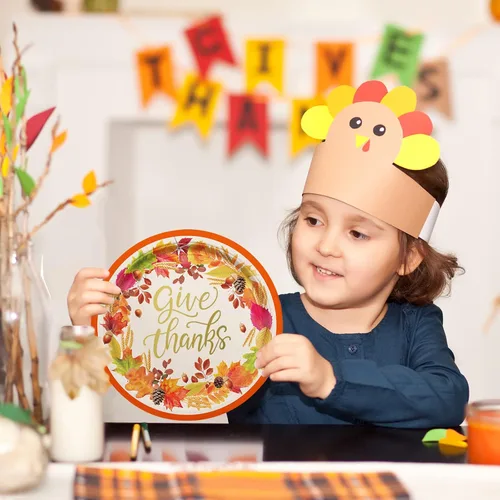 Miniatura 6 de Kit de suministros para fiesta temática de otoño y Acción de Gracias, para servir a 50 personas, vajilla desechable de cosecha de otoño incluye