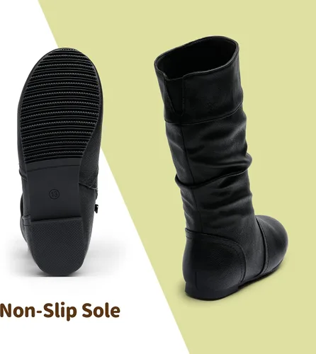Miniatura 5 de DREAM PAIRS - Botas de invierno para montar en bicicleta para niñas, altura hasta la rodilla, piel sintética (niñas pequeñas, medianas y grandes)