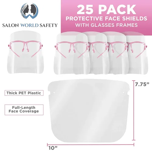 Miniatura 2 de TCP Global Salon World - Protectores faciales completos con marcos de gafas (paquete de 10), ultra transparentes para proteger los ojos, la nariz