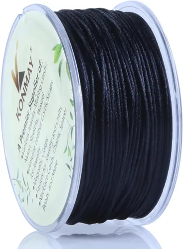 Miniatura 30 de KONMAY 80 Yardas 1.0mm Cordón Rattail de Nylon Satén Seda Trim Hilo para Cuentas para Nudos Chinos, Kumihimo, Trabajo con Cuentas, Macramé, 2-Azul
