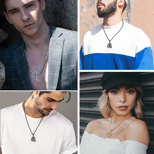 Miniatura 8 de PROSTEEL Satanic Jewelry Upside Down Cross Necklace for Men Women, 316L Stainless Steel/925 Sterling Silver Inverted Cross/Leviathan Cross Pendant