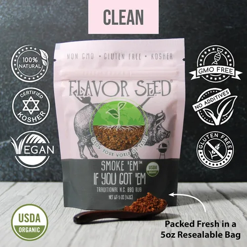 Miniatura 4 de Rub orgánico para barbacoa – Smoke Em If You Got Em by Flavor Seed, Carolina del Norte, condimento dulce y picante sin gluten para asar costillas