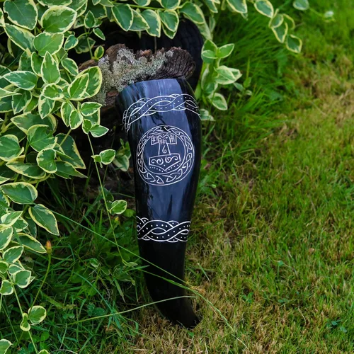 Miniatura 2 de VikingsBrand - Cuerno de beber vikingo artesanal auténtico y seguro para alimentos - Jarra de cerveza medieval vikinga nórdica