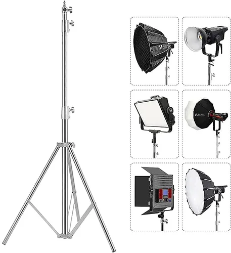 Miniatura 9 de Soporte de trípode de video para fotografía de acero inoxidable, soporte de trípode acolchado con resorte, 9.5 pies/9.2 ft, adaptador universal