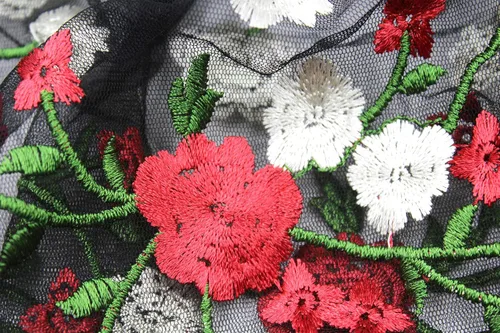 Miniatura 6 de RARITYUS Mujeres Sexy Floral Bordado Mesh T-Shirt Tulle Manga Corta Ver a través de Crop Tops