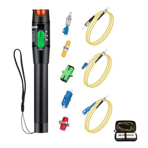 Miniatura 5 de Kit de solución de problemas de cable de fibra óptica - 1 localizador visual de fallas y adaptador FC a LC y 1 acoplador LC, SC, ST, FC y 3 cables