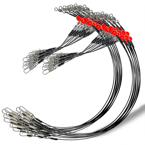 Miniatura 8 de YOTO Líderes de pesca, aparejo de aparejos de acero inoxidable con señuelo de aparejos giratorios a presión, líder de alambre de agua salada, líder