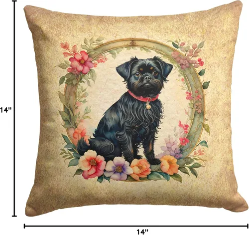 Miniatura 8 de Caroline's Treasures DAC2072PW1414 Affenpinscher and Flowers - Almohada decorativa de tela, lavable a máquina, para interiores y exteriores