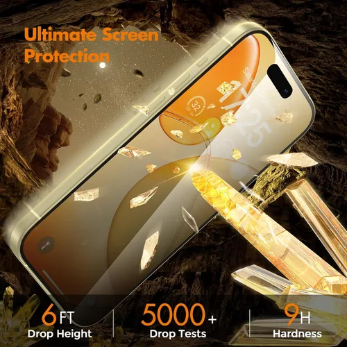 Miniatura 6 de UNBREAKcable Protector de pantalla de privacidad para iPhone 15, cobertura completa, vidrio templado inastillable [borde a borde]