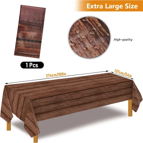 Miniatura 2 de Irenare Mantel de plástico de grano de madera, 1 unidad, manteles de madera rústica de 54 x 108 pulgadas para mesa rectangular, mantel vintage