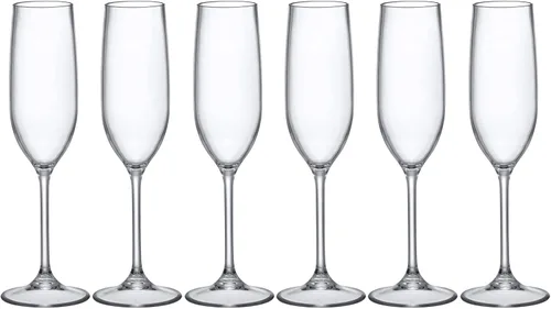 Miniatura 4 de Amazing Abby - Crystal - Copas de champán Tritan irrompibles de 8 onzas (juego de 6), copas de vino de plástico, reutilizables, sin BPA, aptas