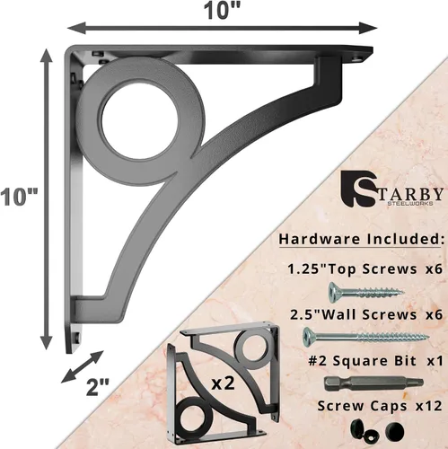 Miniatura 20 de Starby Charleston Soportes de acero resistente para repisa de chimenea, estante flotante, soporte de encimera, soldado a mano (paquete de 2)