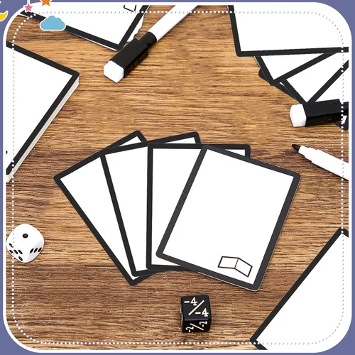 Miniatura 5 de Teling 50 tarjetas multifuncionales de borrado en seco, tarjetas reutilizables en blanco, índice borrable a granel con 5 rotuladores negros