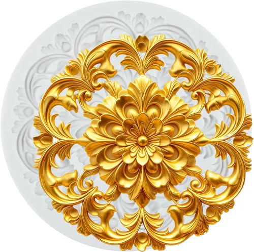 Miniatura 20 de Moldes de silicona estilo barroco con espirales, moldes de encaje, moldes de flores en relieve, molde de filigrana para decoración de pastel