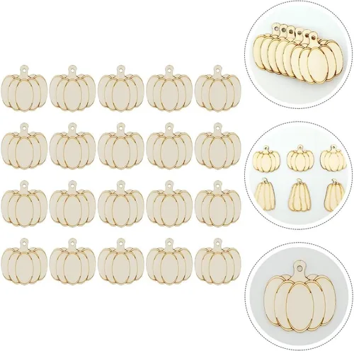 Miniatura 6 de 1 juego de recortes de calabaza sin terminar rebanadas de madera para manualidades de Halloween con cuerda decoración creativa