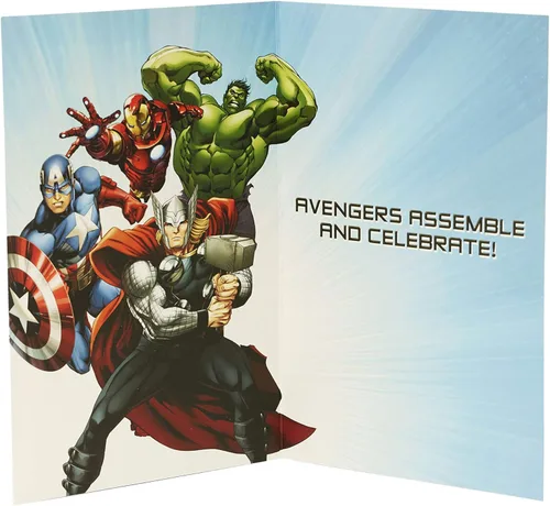 Miniatura 2 de UK Greetings Tarjeta de cumpleaños de los Vengadores de Marvel para él/niño Regalos de feliz cumpleaños Él, niños, hombres Diseño