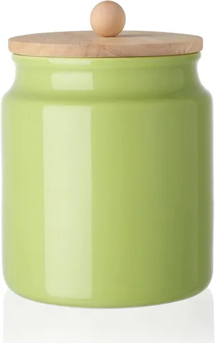 Miniatura 6 de Sweejar - Recipientes de cerámica para cocina, tarro de almacenamiento de alimentos de porcelana con tapa hermética de madera, recipiente