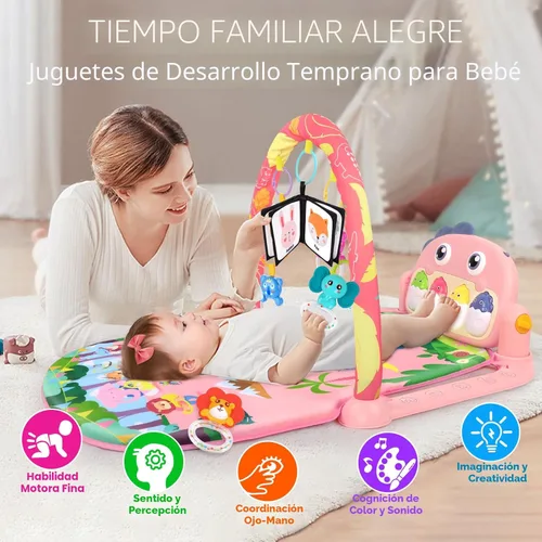 Miniatura 3 de UMIKU Tapete de juego para bebé, tapete para el tiempo boca abajo, centro de actividades musicales para bebés recién nacidos con música de piano