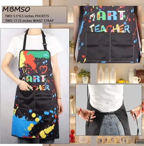 Miniatura 3 de MBMSO Delantal de pintor de artista con bolsillos, regalo para pintores de arte, regalo para amantes del arte, regalo para profesores de arte