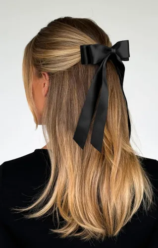 Miniatura 7 de Lazos para el pelo con clips para mujer, cintas para el pelo con lazo para niñas, accesorios de moda de otoño para el cabello, Negro y Marrón
