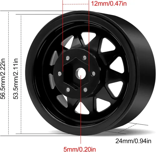 Miniatura 5 de OGRC 4 piezas de ruedas de aluminio de 1.9 pulgadas Beadlock con offset negativo para TRX4 TRX6 SCX10 I II III 90046 AXI03007 Redcat GEN7 GEN8 RC4WD