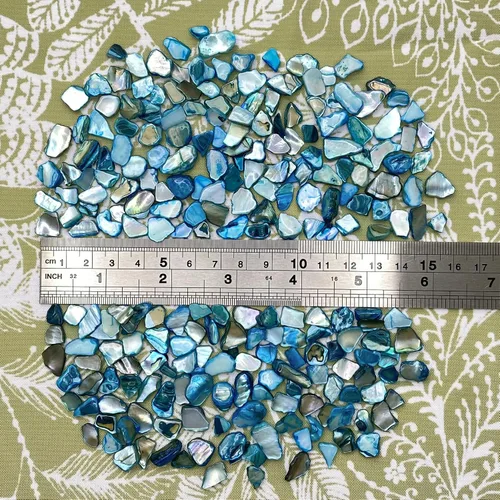 Miniatura 5 de Yew & Tulip Chips de conchas trituradas naturales irregulares, 32 oz (2 lb) fragmentos de mosaico de nácar azul cielo, conchas de nácar