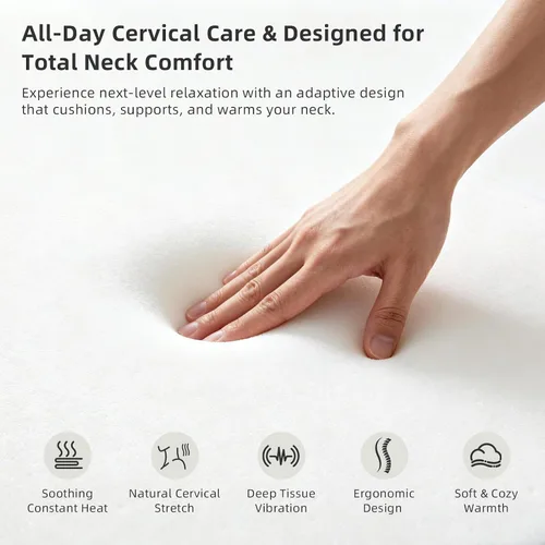 Miniatura 6 de Almohada masajeadora de cuello 3 en 1 con calor y tracción, dispositivo de tracción cervical de tejido profundo para corrector de joroba de cuello