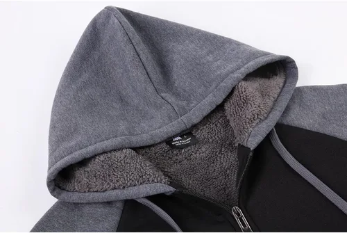 Miniatura 21 de GEEK LIGHTING Sudadera con capucha y cremallera para hombre, forro polar, chaqueta gruesa con capucha para invierno, cálida sudadera atlética