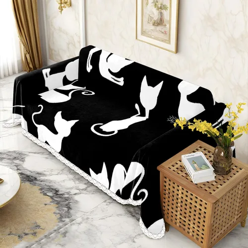 Miniatura 2 de White Cats - Funda de sofá con estampado de gatos negros, fundas para sofá y sillón, resistente a las manchas, protector universal de muebles