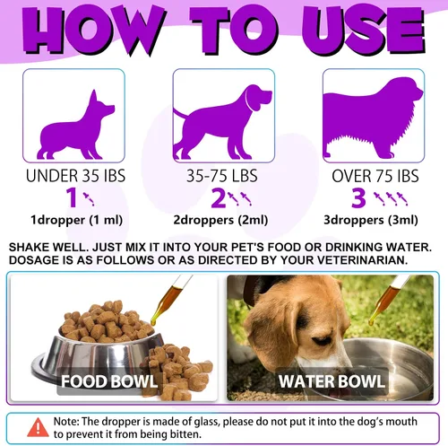 Miniatura 2 de Multivitamínico líquido para perros, vitaminas 15 en 1 para perros, multivitamínico para apoyar la piel y el abrigo, corazón, huesos