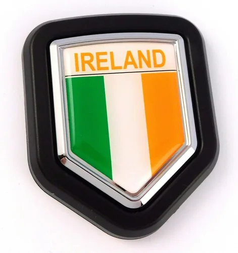Miniatura 2 de Bandera irlandesa de Irlanda para coche, camión, escudo negro, parrilla, emblema cromado, 2.6 x 3.1 pulgadas