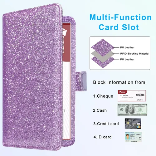 Miniatura 3 de ACdream Funda para chequera, cartera de cuero con bloqueo RFID