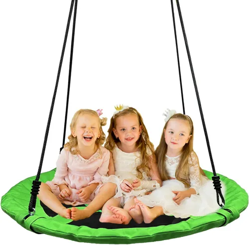 Miniatura 8 de Columpio de árbol, platillo volador de 40 pulgadas para niños, 900D Oxford impermeable, capacidad de peso de 900 libras, con correas ajustables