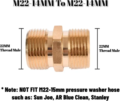 Miniatura 3 de Acoplador de lavadora a presión M22 métrico M22-0.551 in rosca macho a M22-0.551 in Macho Arandela a presión Acoplador de extensión de manguera
