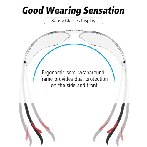 Miniatura 3 de Salfboy Gafas de seguridad transparentes a granel de 10 ANSI Z87.1, gafas protectoras resistentes a arañazos para trabajo, laboratorio, construcción
