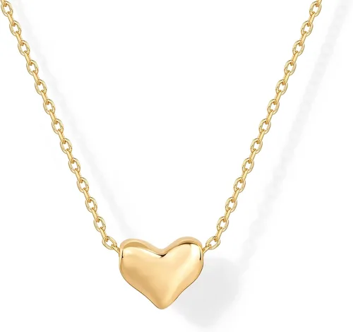 Miniatura 44 de PAVOI Collar de corazón chapado en oro de 14 quilates con circonita cúbica Bonitos collares con colgante de amor delicado para mujer