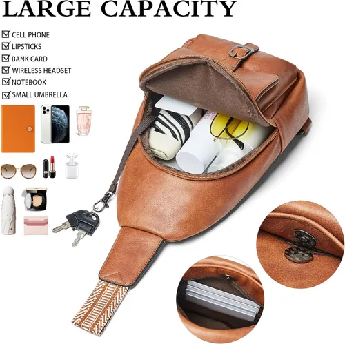 Miniatura 4 de Mroede Crossbody Bags for Women Men Sling Bag 5 Pockets Fanny Pack Sling Backpack Chest Daypack Travel Purse Anti Theft