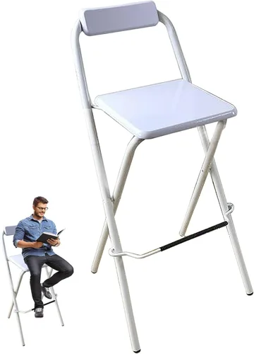 Miniatura 11 de Taburete de bar plegable de 30 pulgadas con respaldo, silla alta plegable, taburete de barra de altura de mostrador para cocina, oficina, fiesta