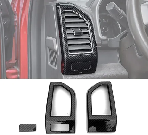 Keptrim Dash - Recorte de ventilación de salida de aire acondicionado para Ford F-150 2015-2020, fibra de carbono ABS, 3 piezas