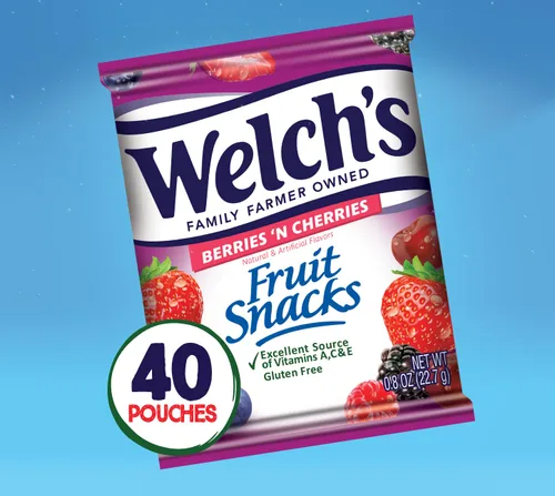 Miniatura 7 de Welch's Paquete de aperitivos de frutas, frutas mixtas y bayas y cerezas, sin gluten, paquete a granel, bolsas individuales de una sola porción, 0.8