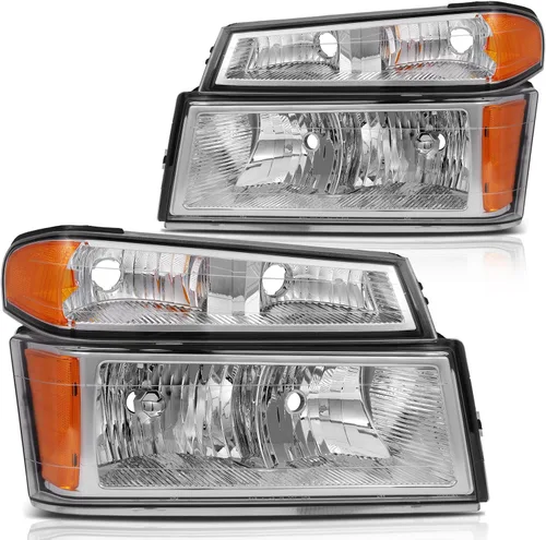 Miniatura 24 de Conjunto de faros delanteros para Chevy Avalanche 1500 2003-2006 para Avalanche 2500 03-06 para 1500 Classic 2007 carcasa negra reflector ámbar