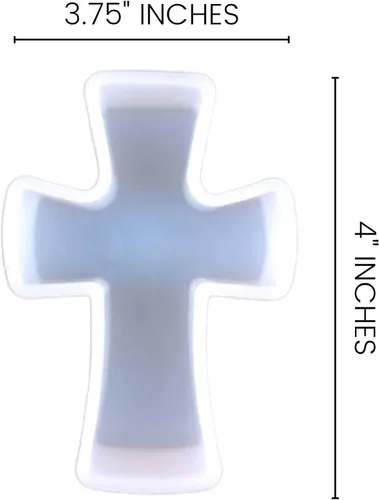 Miniatura 3 de Molde Freshie de silicona en forma de cruz, 3.75 pulgadas de ancho x 4 pulgadas de largo x 0.8 pulgadas de profundidad, diseño de cruz pequeña