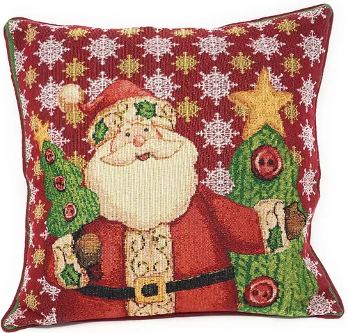Tache - Funda de almohada roja de Papá Noel, 1 pieza de 16 x 16 pulgadas, tapiz festivo, lindo Papá Noel está llegando a la ciudad, funda de almohada