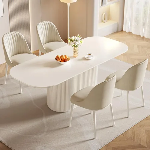 Miniatura 37 de Mesa de comedor ovalada de 63 pulgadas para 2-6 personas, mesa de cocina negra moderna, mesa de comedor rectangular de lujo, mesa de comedor