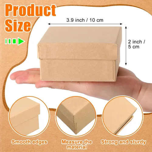 Miniatura 3 de Geyee 48 cajas cuadradas de papel maché, pequeña caja de regalo con tapa de 3.9 pulgadas, cartón anidable, cajas vacías para niños y adultos