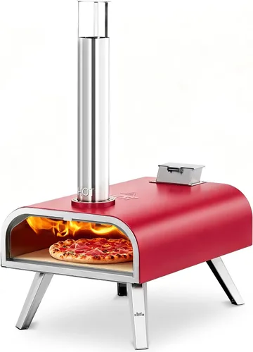 Miniatura 8 de BIG HORN 16" Multi-Fuel Outdoor Pizza Oven – 2-in-1 Wood-Fired & Gas Compatible (Burner Sold Separately), 1112°F Outdoor Stainless Pizza Cooker