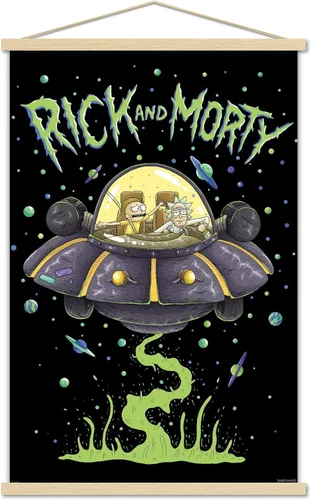 Miniatura 15 de Trends International Rick And Morty - Póster de pared de barco, 14.725 x 22.375 pulgadas, versión enmarcada de madera de granero