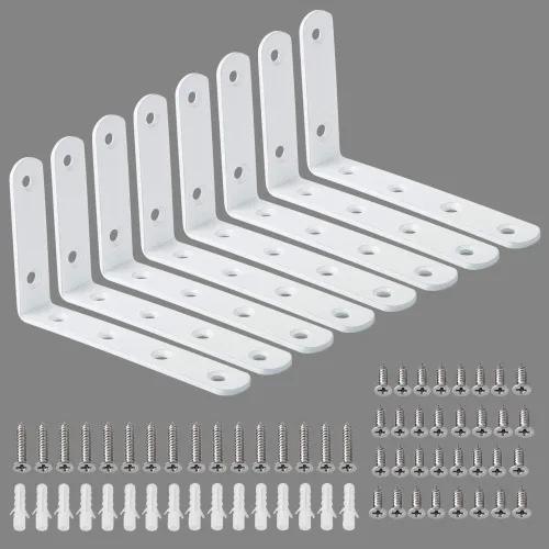 Miniatura 11 de Alise 4 soportes en L resistentes, soportes de esquina de 3.2 x 3.2 pulgadas, soportes flotantes blancos para estantes, soportes de montaje en pared